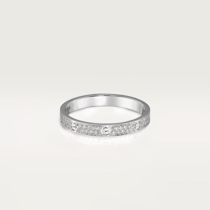 Aimee Thin Diamond Paved Love Ring 3mm