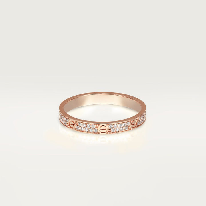 Aimee Thin Diamond Paved Love Ring 3mm